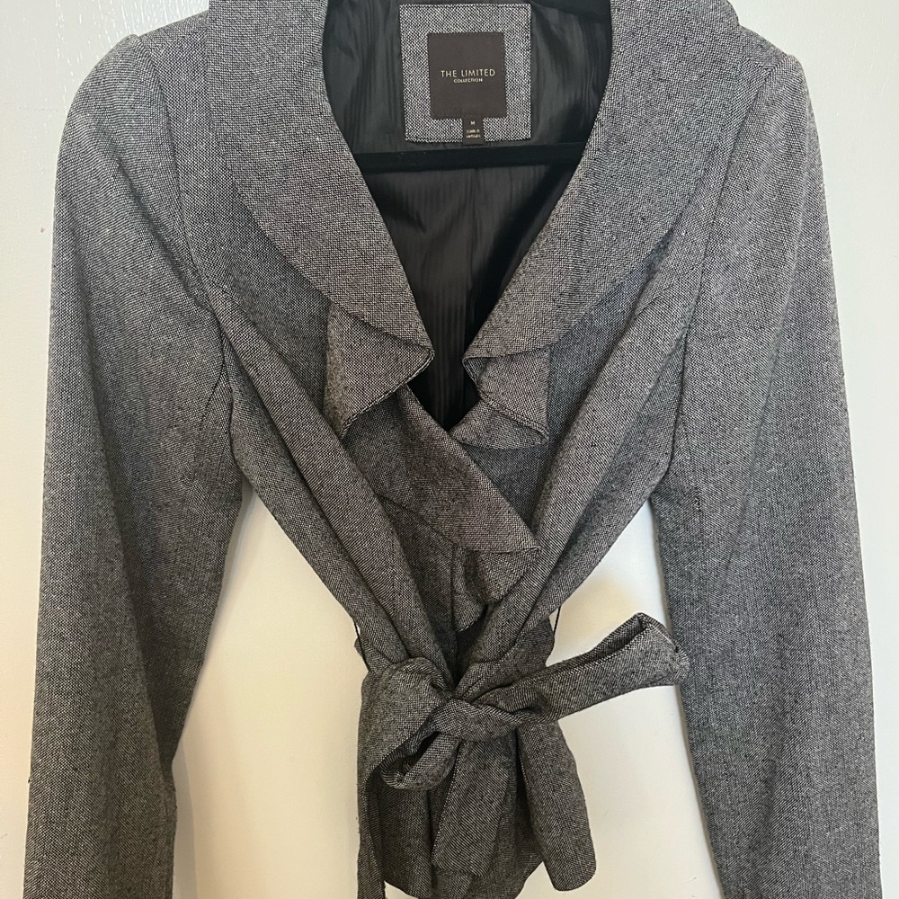 The Limited Gray Wrap Blazer with Belt